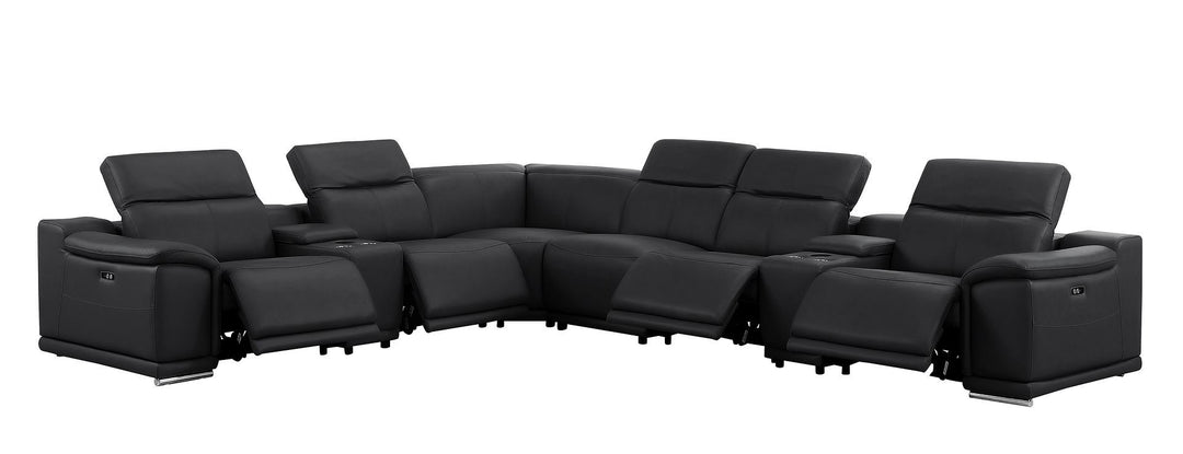 2679 - 8-Piece L-Shaped Power Reclining Sectional In Genuine Leather (4 Recliners)