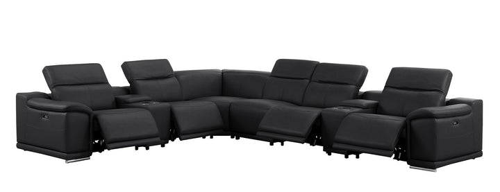 2679 - 8-Piece L-Shaped Power Reclining Sectional In Genuine Leather (4 Recliners)