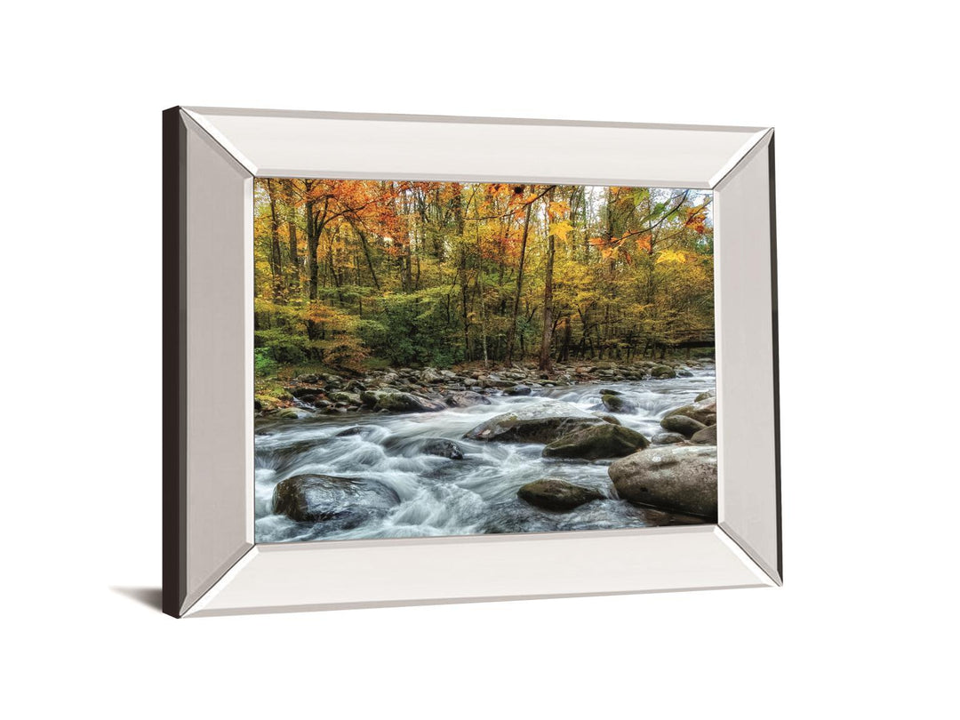 Painted Autumn By D. Burt - Mirror Framed Print Wall Art - Green