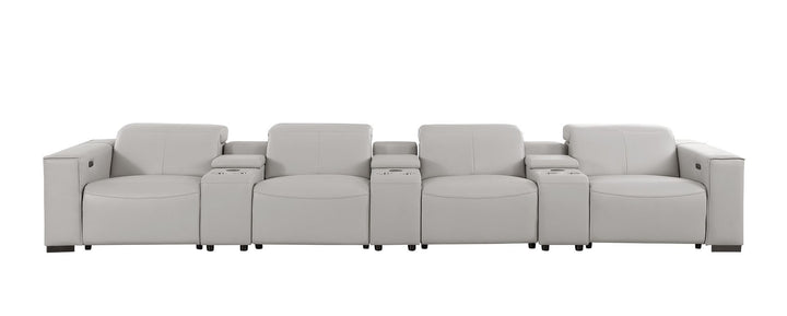 1208 - 7 Piece Leather Sofa With 4 Power Recliners And Power Headrests