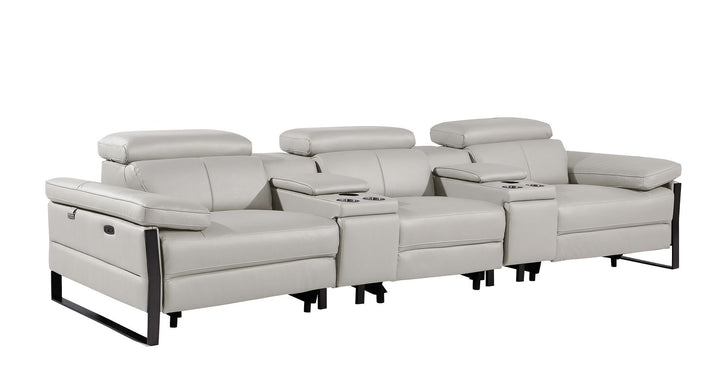 1246 - Modular Power Triple Reclining Dual Console Sofa With Power Reclining Headrests