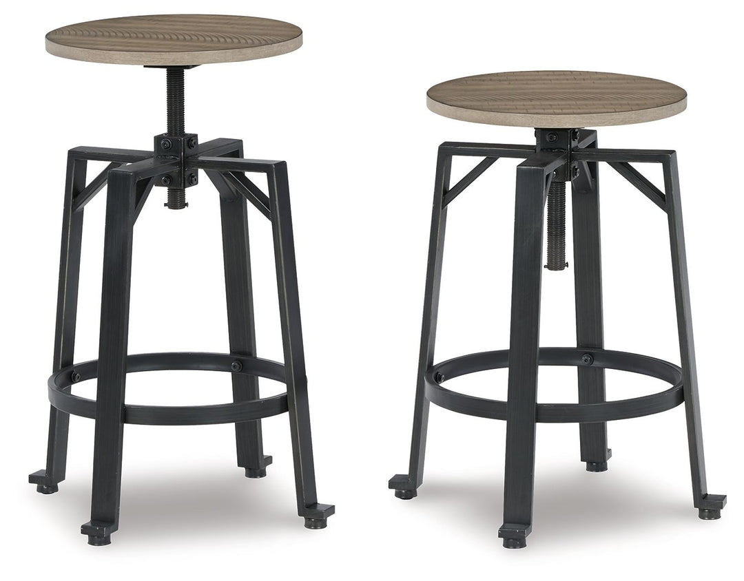 Lesterton - Light Brown / Black - Swivel Stool (Set of 2)