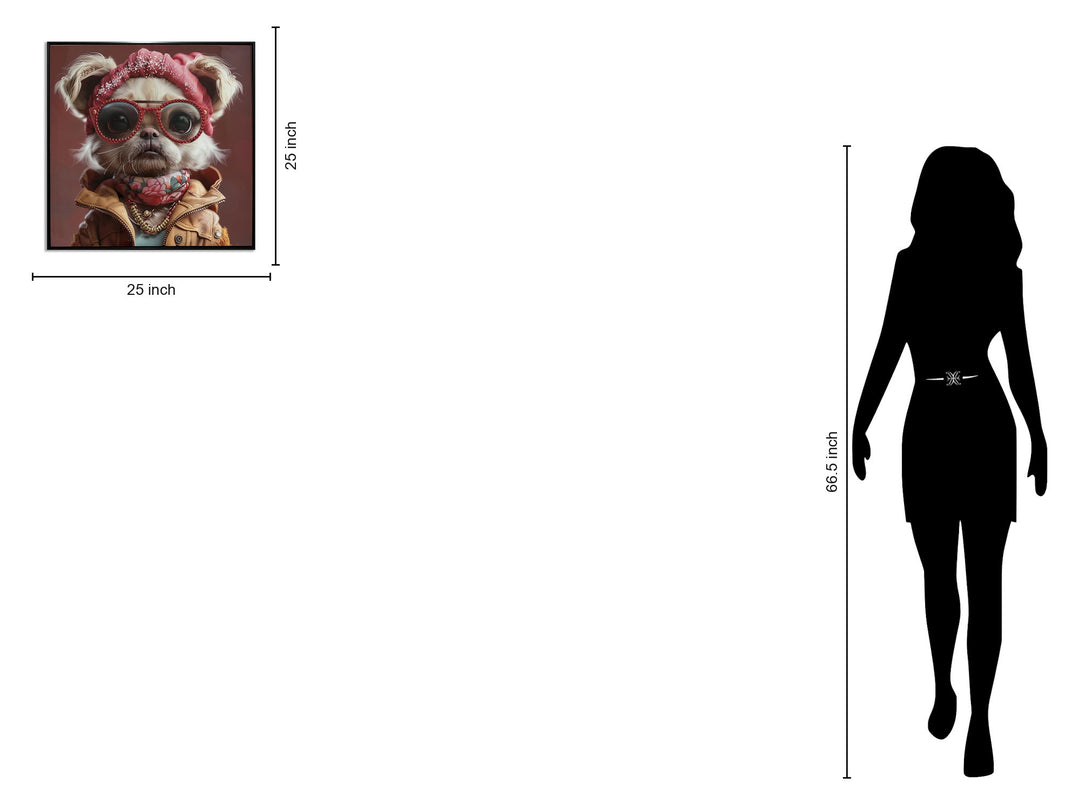 Glam Pup Portrait - 25" x 25" Framed Wall Art