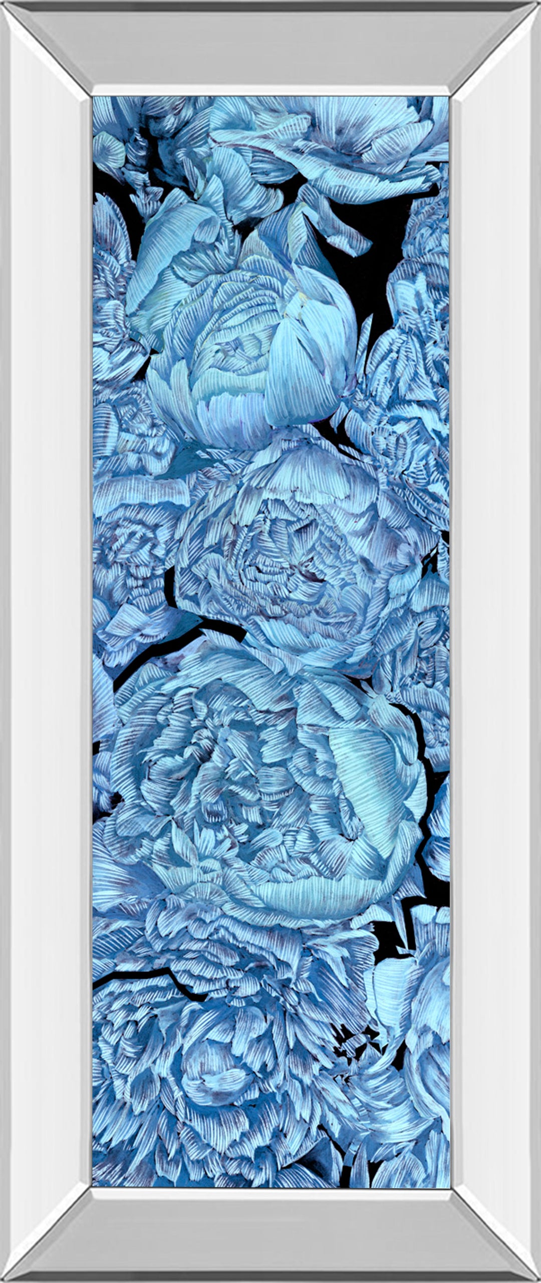 Blue Peonies Il By Melissa Wang - Mirror Framed Print Wall Art - Blue