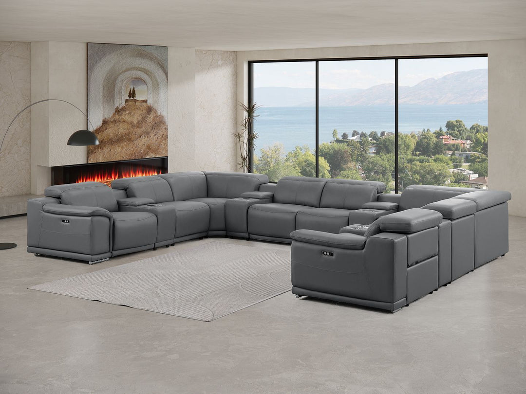 2679 - 12-Piece U-Shaped Power Reclining Sectional In Genuine Leather (4 Recliners)