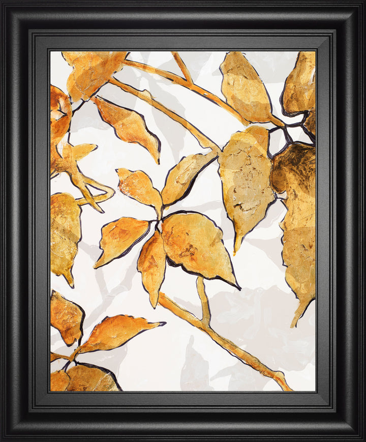 Gold Shadows I By Patricia Pinto - Framed Print Wall Art - Dark Brown