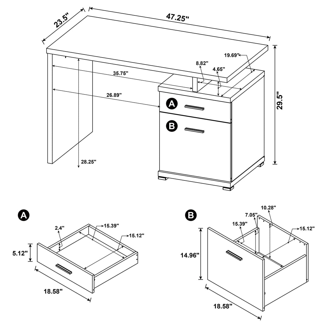 Irving 47-inch 2-drawer Office Computer Desk Cappuccino