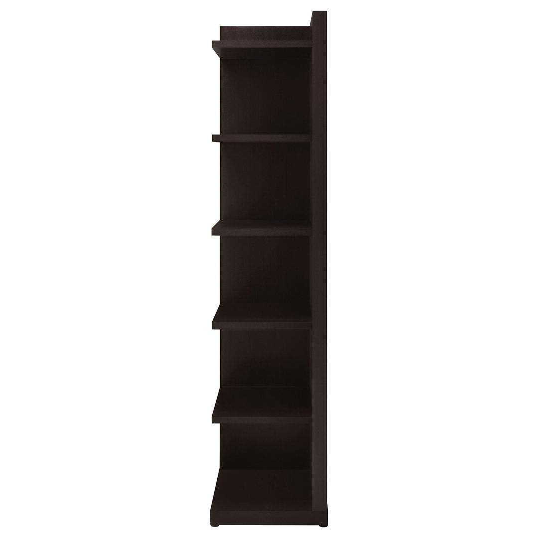 Alder 71-inch 6-shelf Corner Bookcase Cappuccino