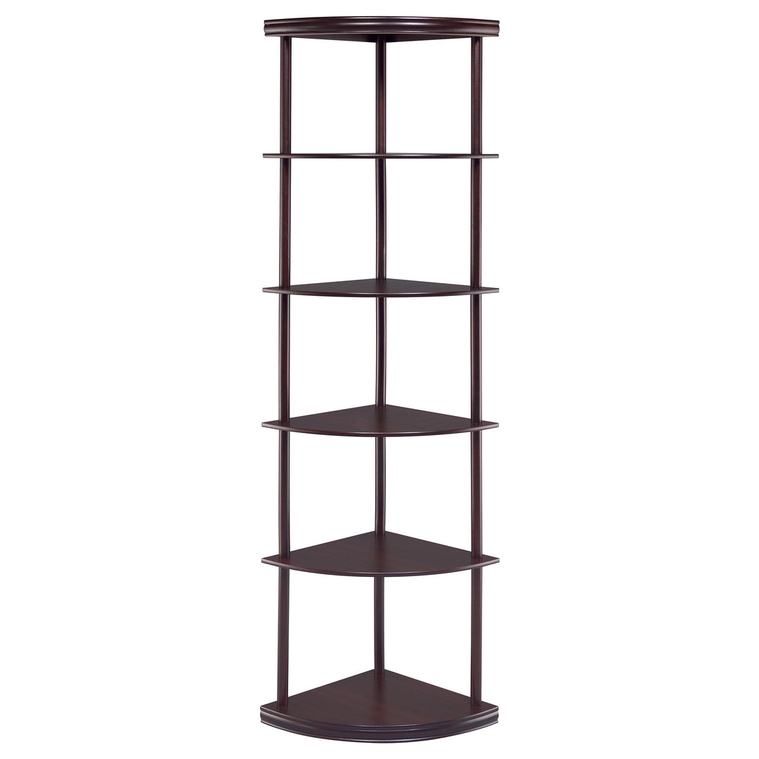 Bonwick 72-inch 5-shelf Corner Bookshelf Cappuccino