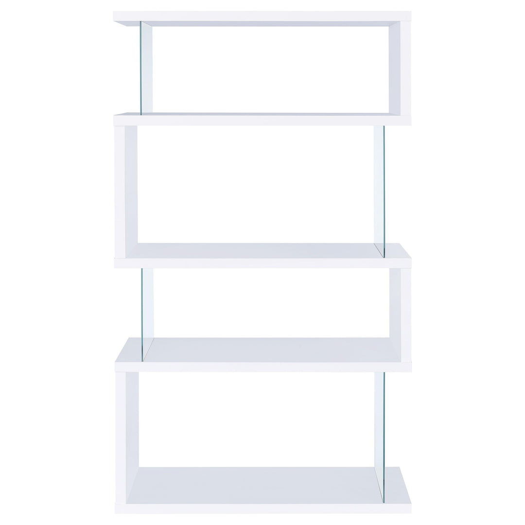 Emelle 63-inch 4-shelf Glass Panel Bookshelf White