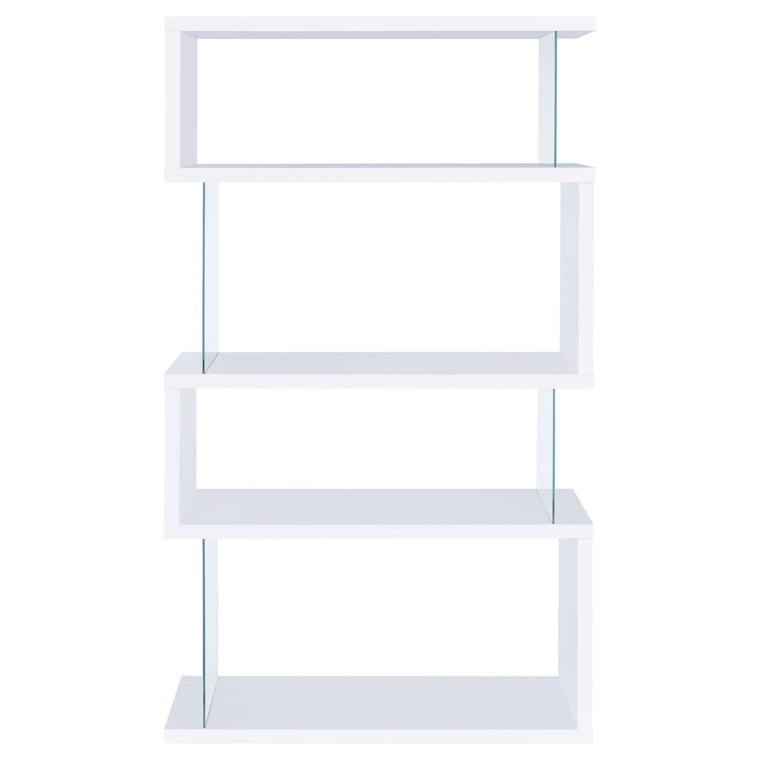 Emelle 63-inch 4-shelf Glass Panel Bookshelf White