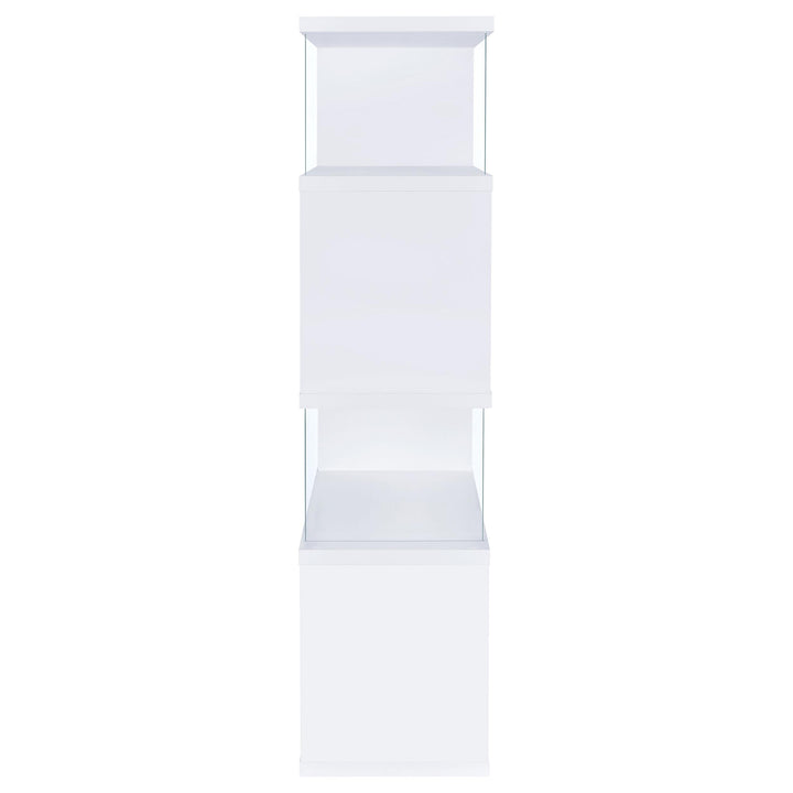 Emelle 63-inch 4-shelf Glass Panel Bookshelf White