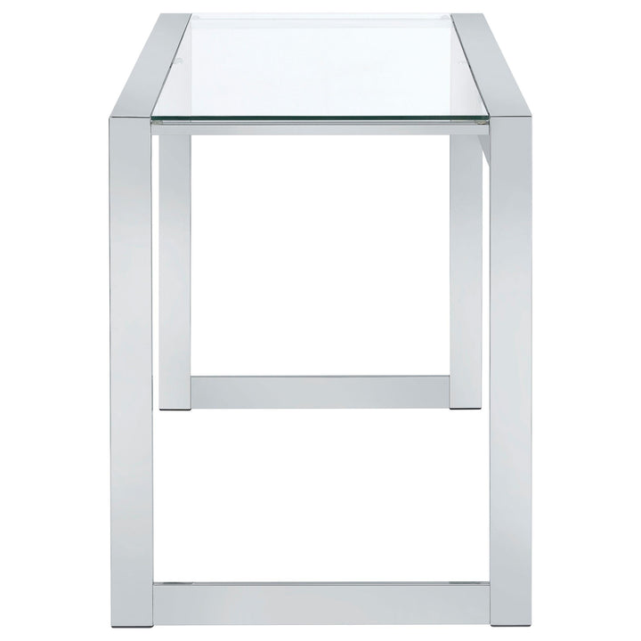 Hartford 47-inch Glass Top Writing Desk Chrome