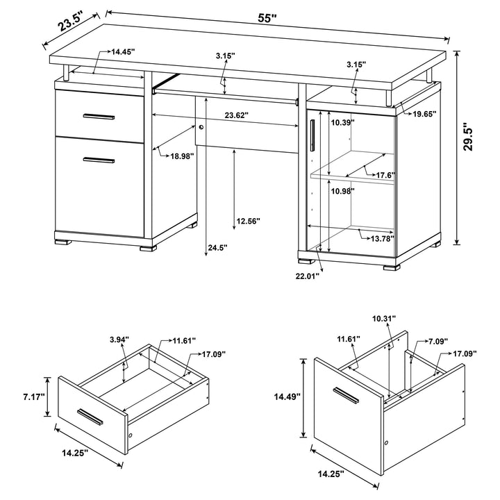 Tracy 55-inch 2-drawer Office Computer Desk Mango