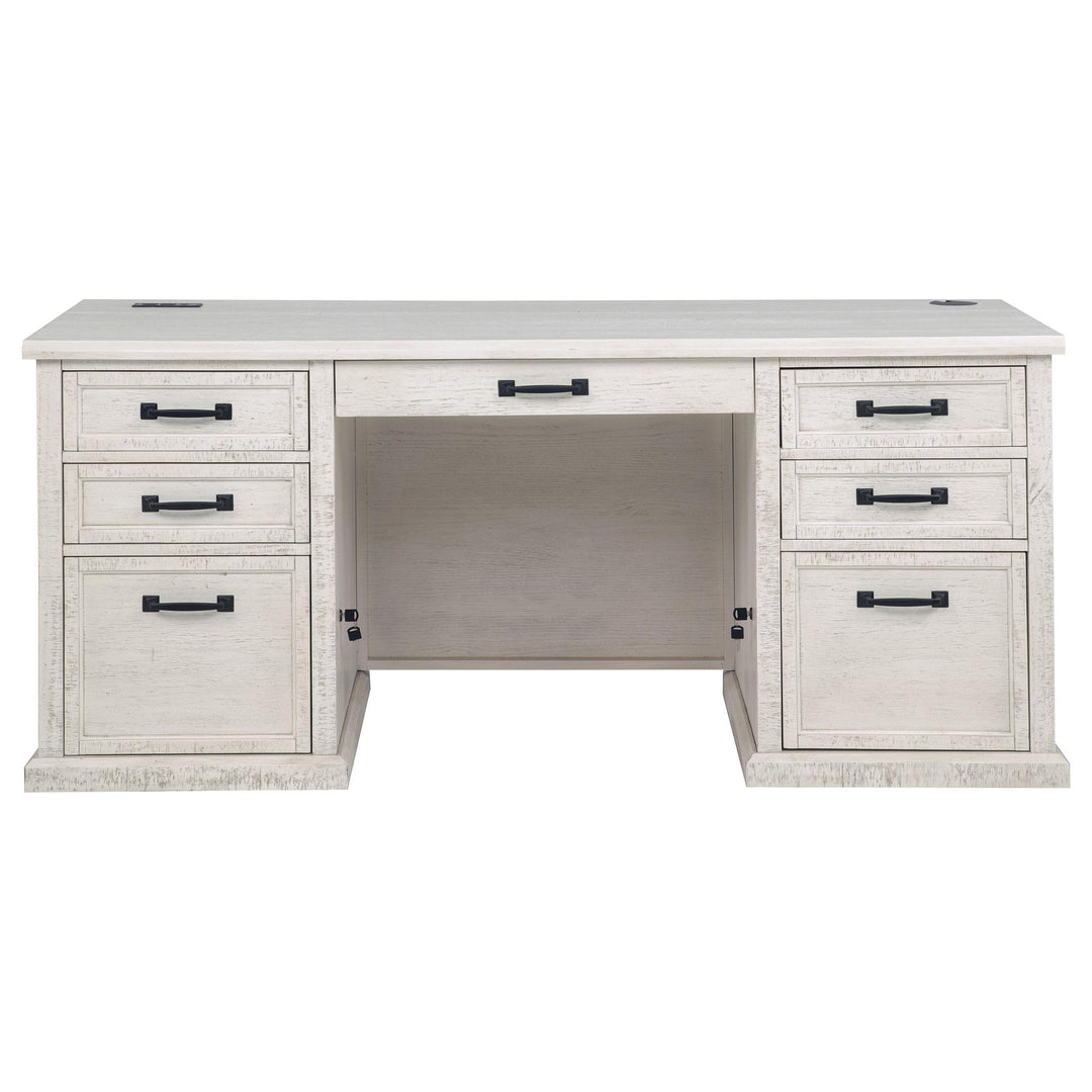 Altidore 68-inch 7-drawer Executive Home Office Desk Distressed White