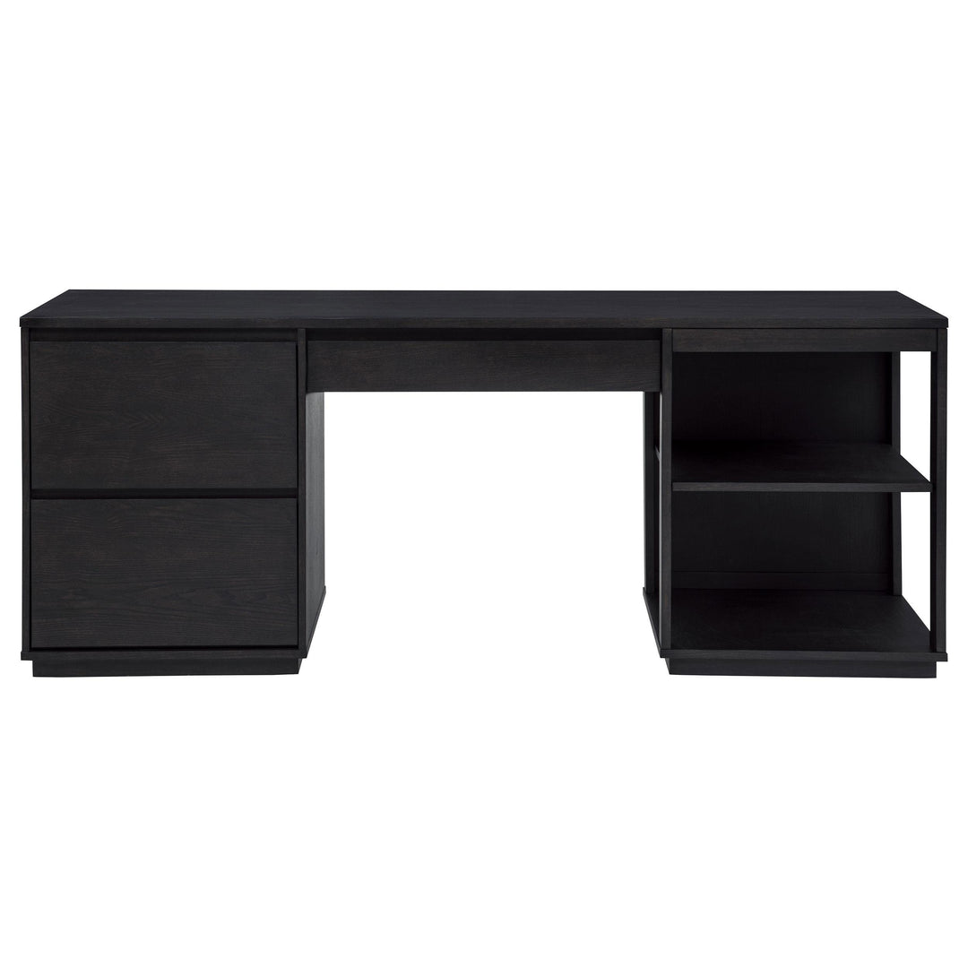 Harkes 75-inch 3-drawer Computer Desk with Adjustable Shelf Coffee Bean