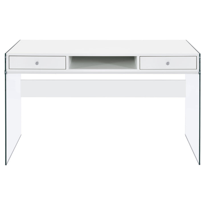 Dobrev 48-inch 2-drawer Writing Desk White High Gloss