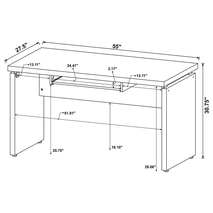 Skylar 55-inch Computer Desk with Keyboard Drawer Cappuccino