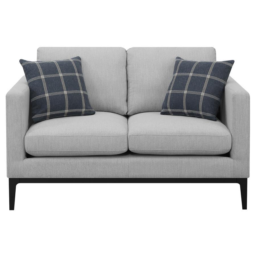 Apperson - Upholstered Track Arm Loveseat - Light Gray