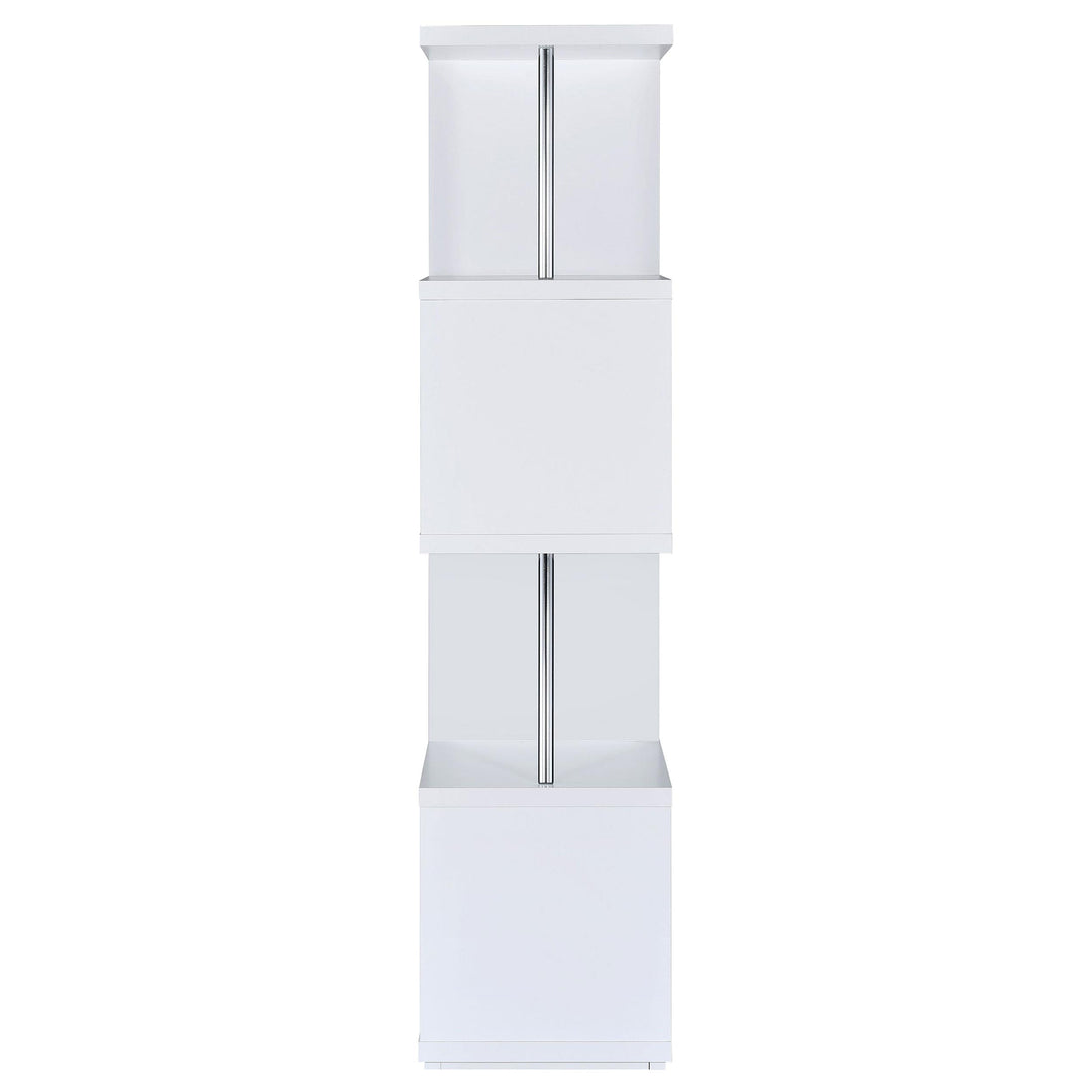 Baxter 67-inch 4-shelf Bookshelf White and Chrome