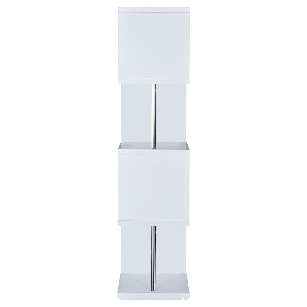 Baxter 67-inch 4-shelf Bookshelf White and Chrome