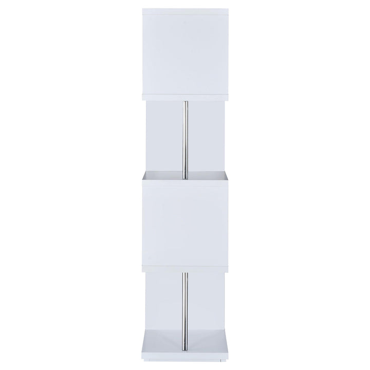 Baxter 67-inch 4-shelf Bookshelf White and Chrome