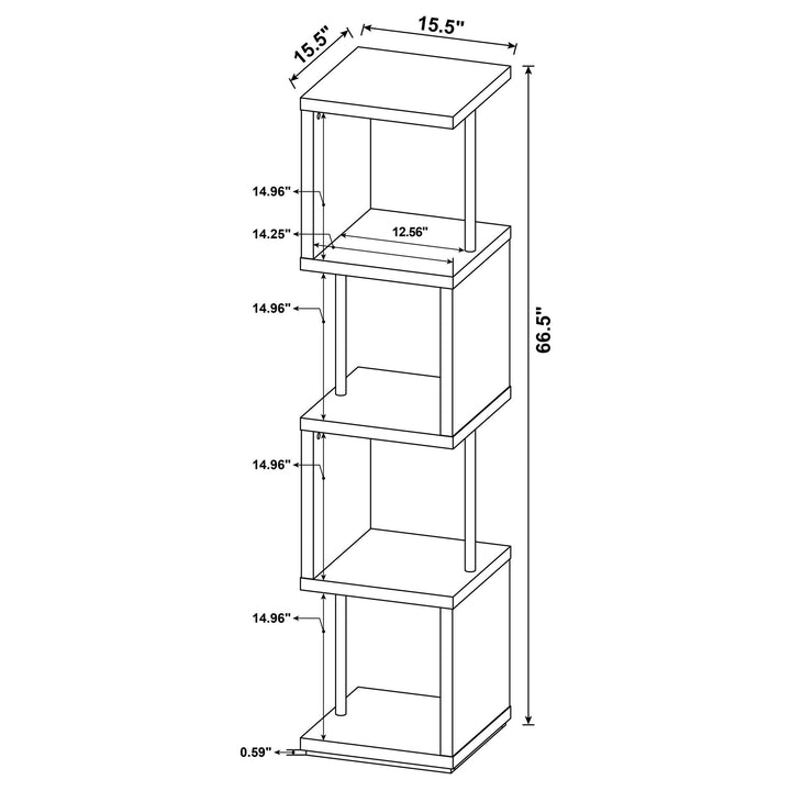 Baxter 67-inch 4-shelf Bookshelf White and Chrome