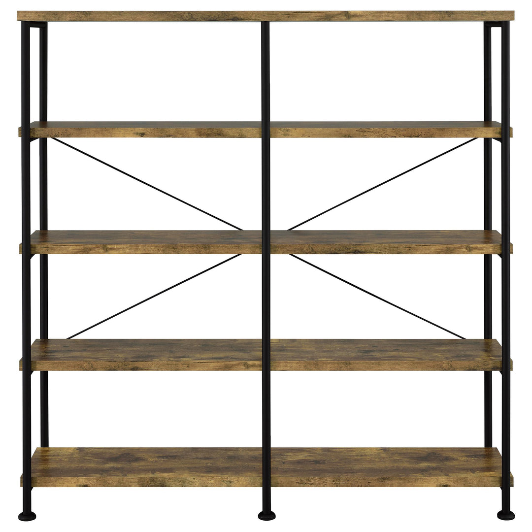 Analiese 63-inch 4-shelf Double Bookshelf Rustic Nutmeg