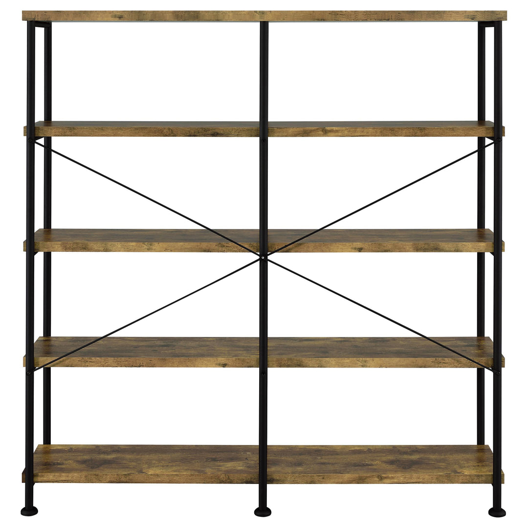 Analiese 63-inch 4-shelf Double Bookshelf Rustic Nutmeg