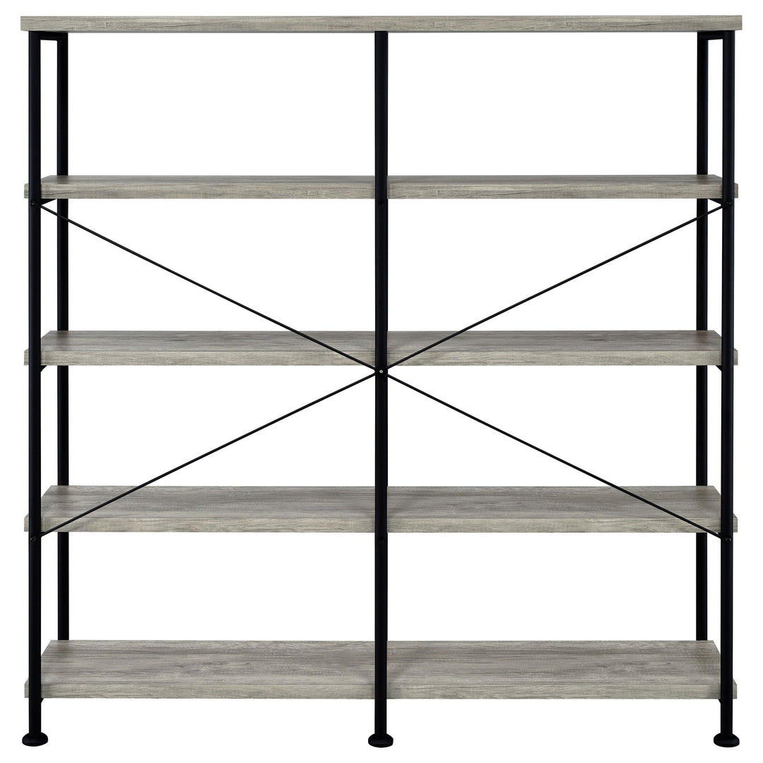 Analiese 63-inch 4-shelf Double Bookshelf Grey Driftwood