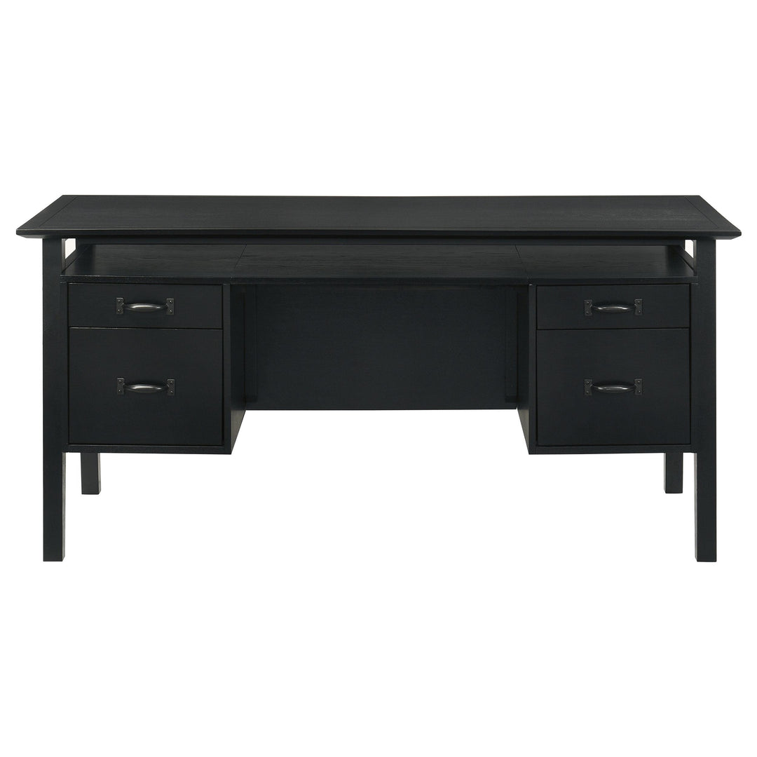 Goodson 64-inch 4-Drawer Double Pedestal Computer Desk Black