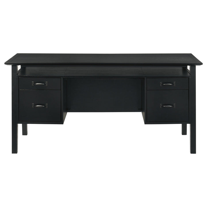 Goodson 64-inch 4-Drawer Double Pedestal Computer Desk Black