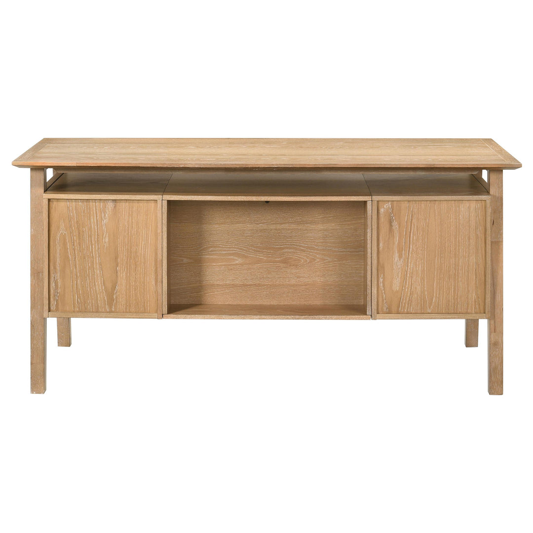 Goodson 64-inch 4-Drawer Double Pedestal Computer Desk Distressed Light Brown