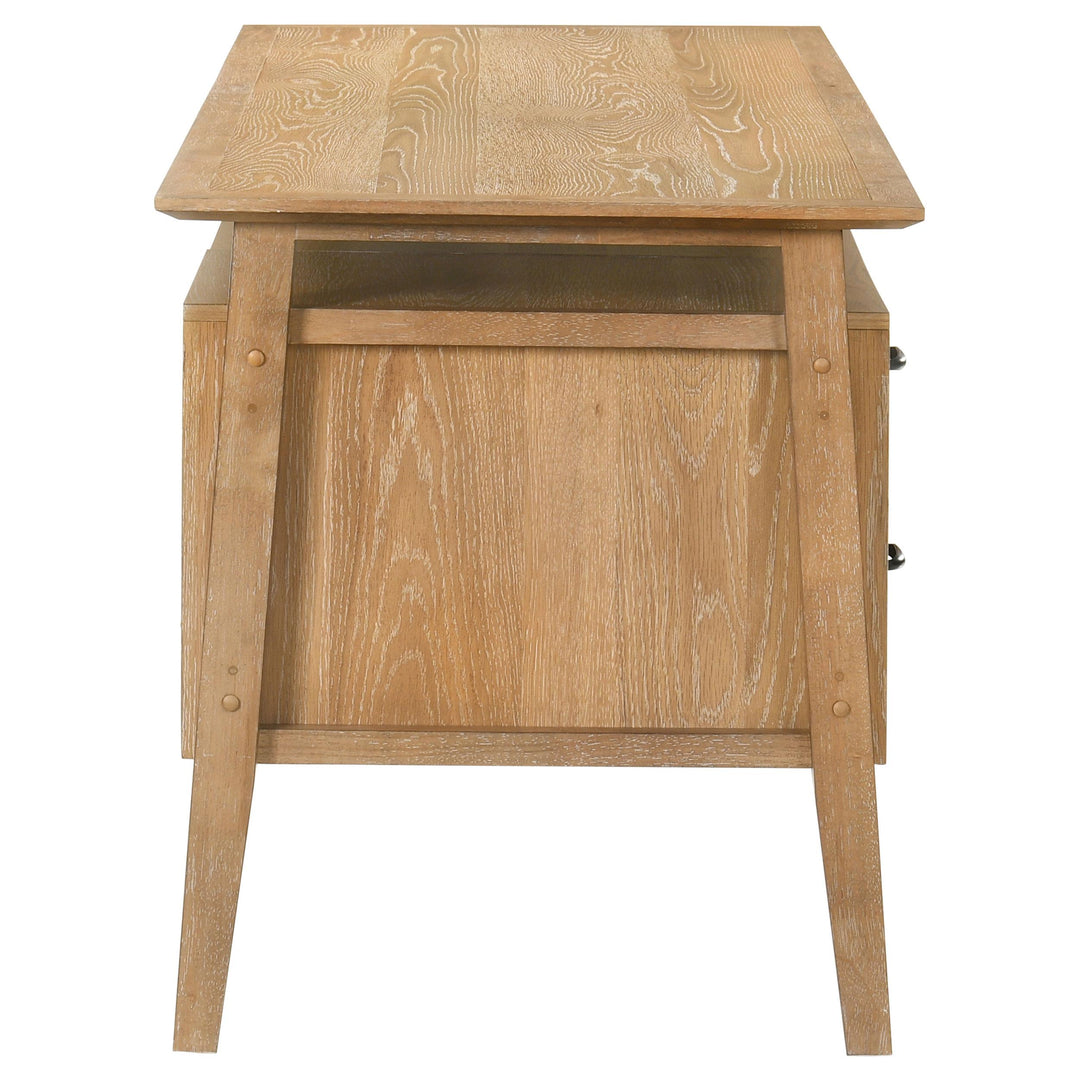Goodson 64-inch 4-Drawer Double Pedestal Computer Desk Distressed Light Brown