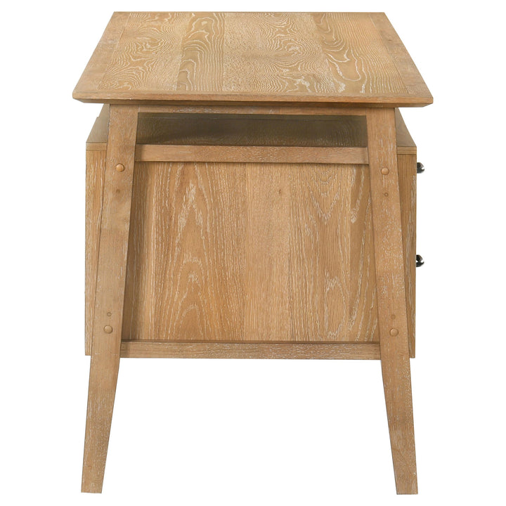 Goodson 64-inch 4-Drawer Double Pedestal Computer Desk Distressed Light Brown