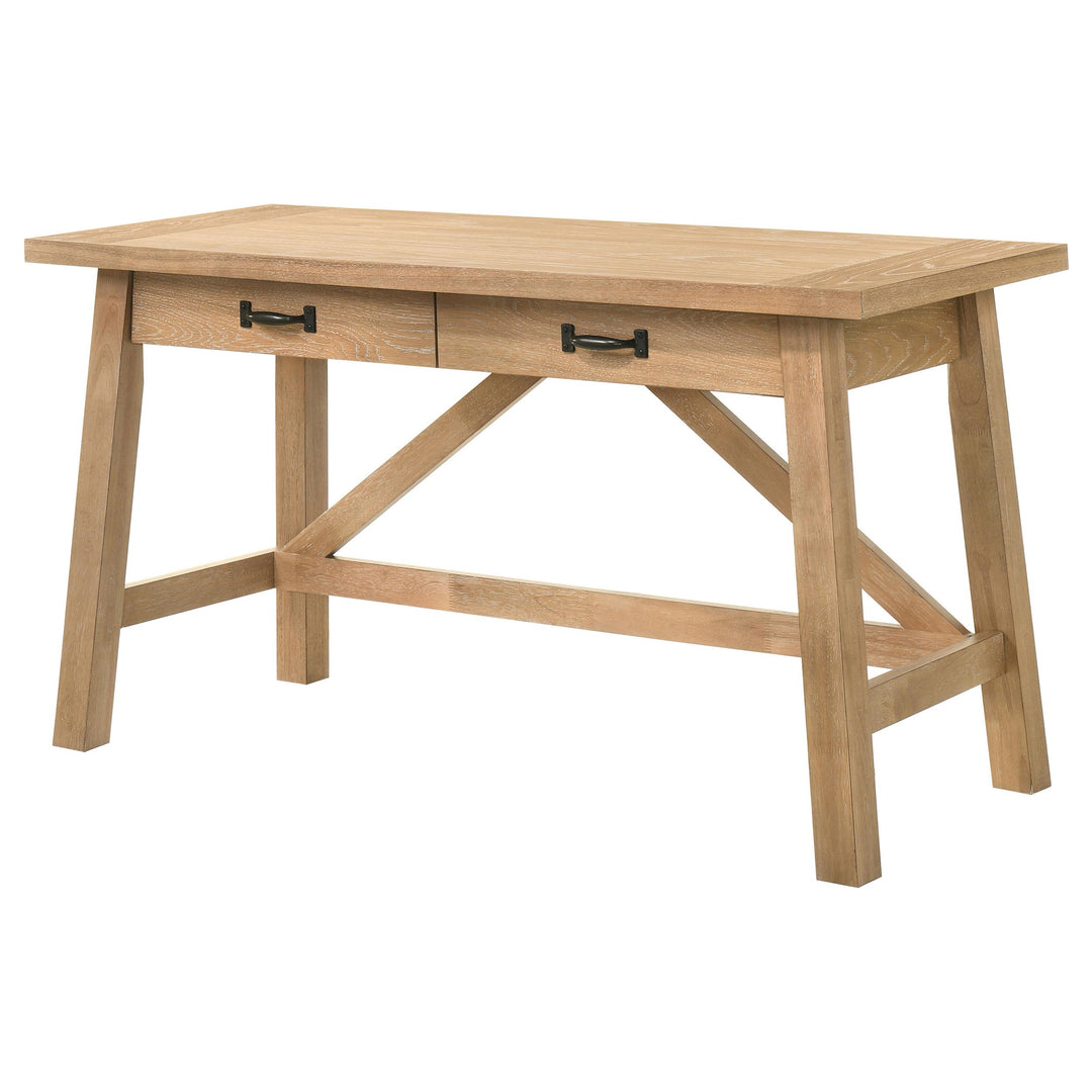 Fabian 54-inch 2-drawer Computer Writing Desk Distressed Light Brown