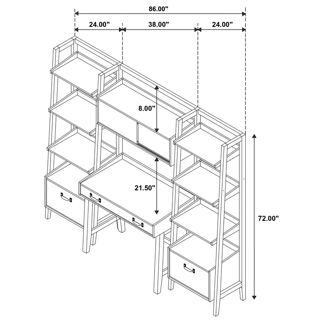 Fabian 4-piece Computer Desk and Bookshelf Set Distressed Light Brown