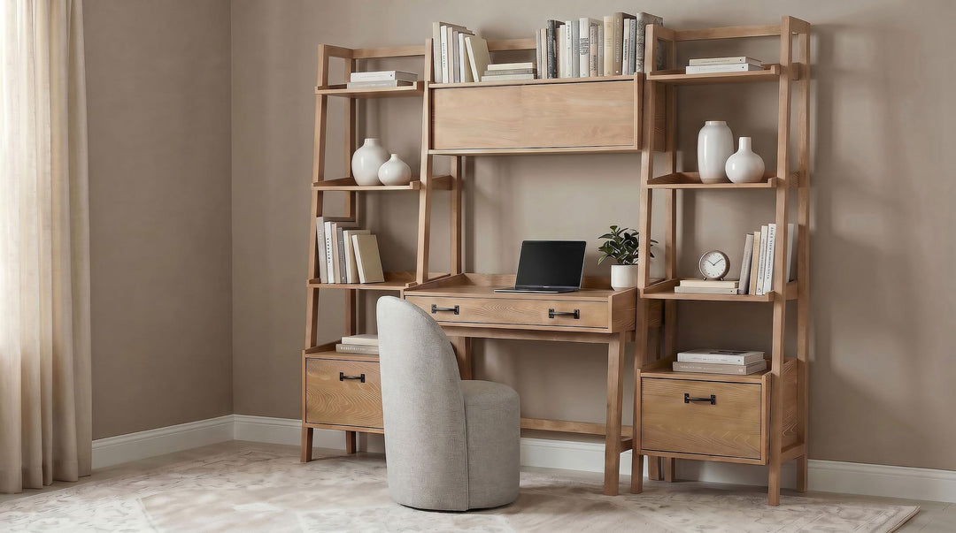 Fabian Bookshelf Bridge with Cubbies Distressed Light Brown
