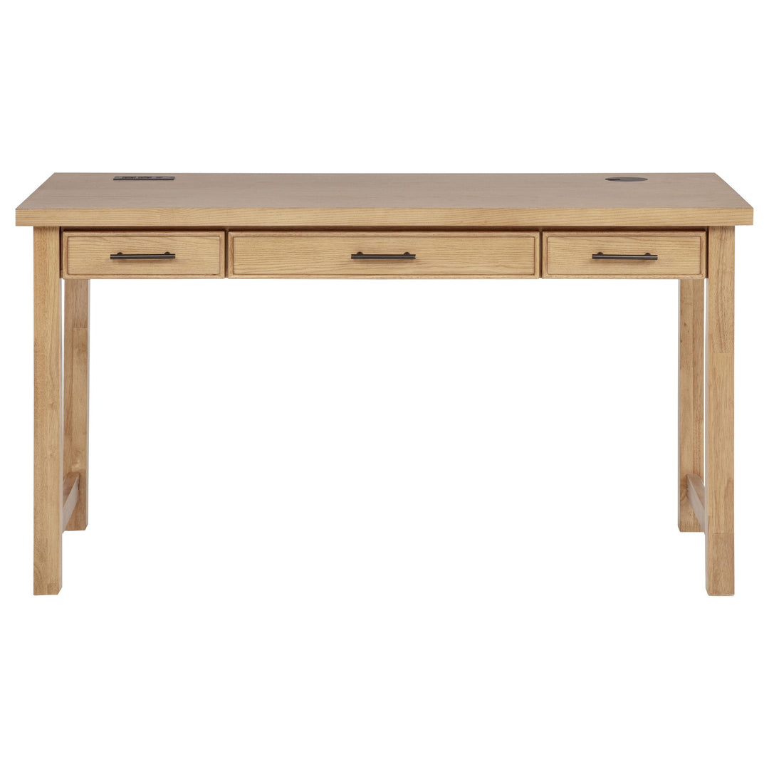 Vermes 55-inch 3-drawer Writing Desk with Power Outlet Light Ash