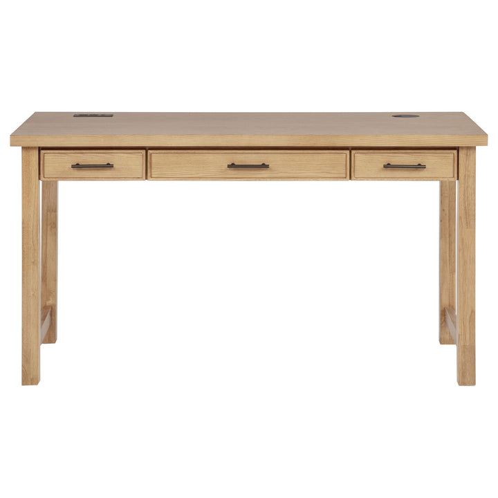 Vermes 55-inch 3-drawer Writing Desk with Power Outlet Light Ash