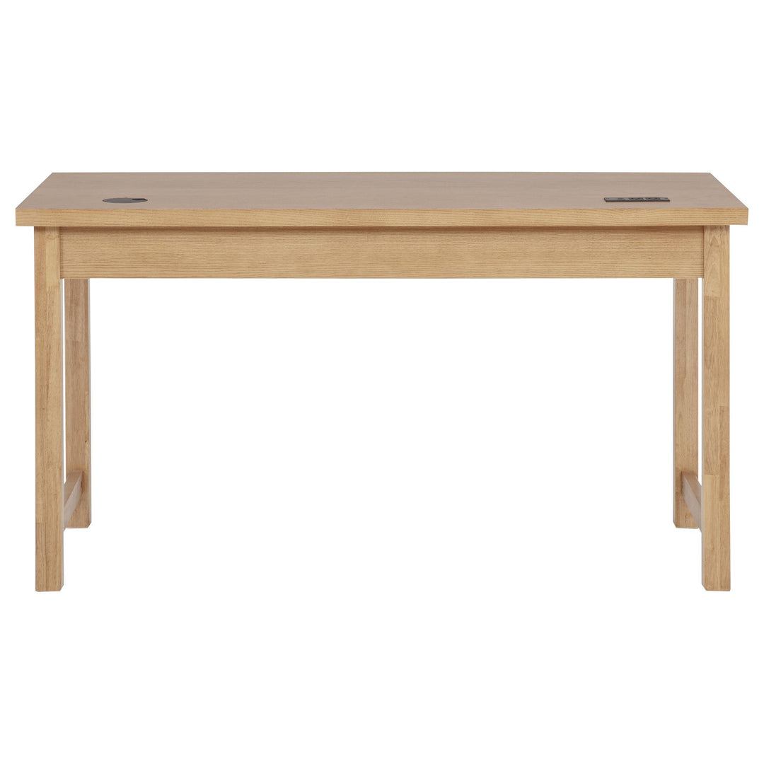 Vermes 55-inch 3-drawer Writing Desk with Power Outlet Light Ash