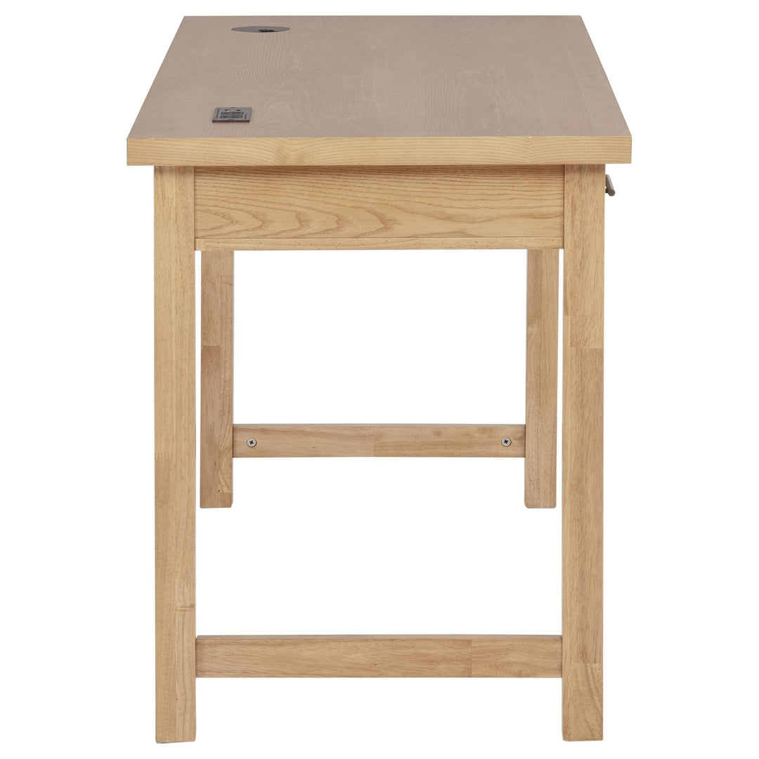 Vermes 55-inch 3-drawer Writing Desk with Power Outlet Light Ash