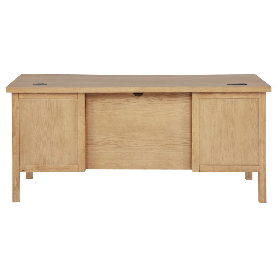 Vermes 66-inch 7-drawer Computer Desk with Power Outlet Light Ash