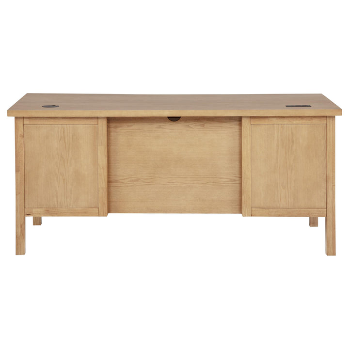 Vermes 66-inch 7-drawer Computer Desk with Power Outlet Light Ash