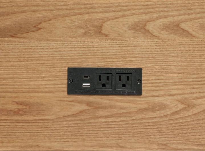 Vermes 66-inch 7-drawer Computer Desk with Power Outlet Light Ash