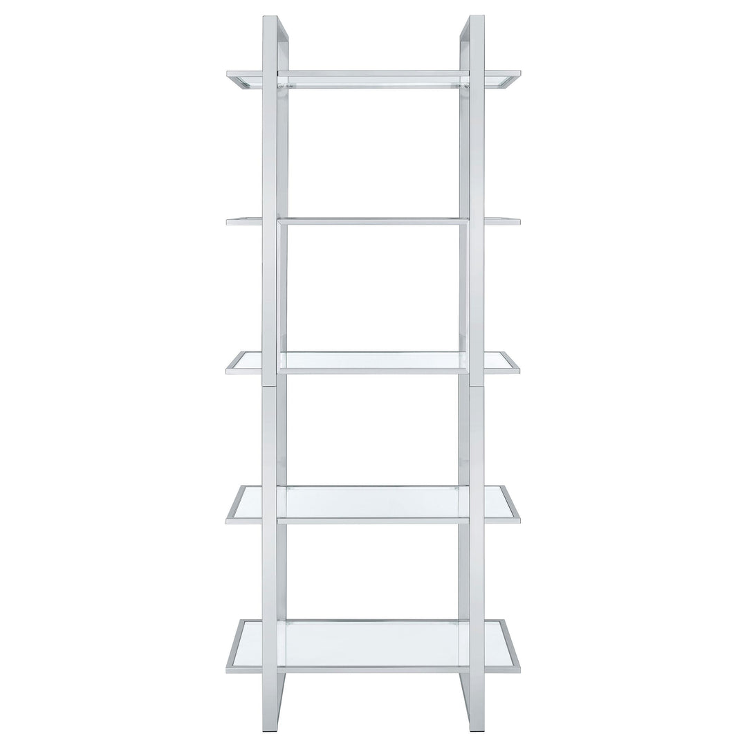 Hartford 79-inch 5-shelf Glass Bookshelf Chrome