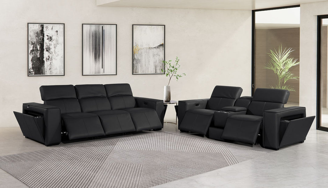 1224 - 6-Piece Modular Power Reclining Sofa And Console Loveseat Set In With 5 Power Recliners &amp; Power Headrests