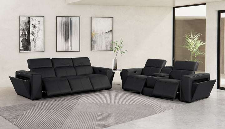 1224 - 6-Piece Modular Power Reclining Sofa And Console Loveseat Set In With 5 Power Recliners &amp; Power Headrests
