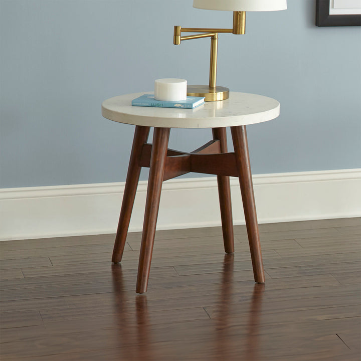 Serena - Silverstone Round End Table - White