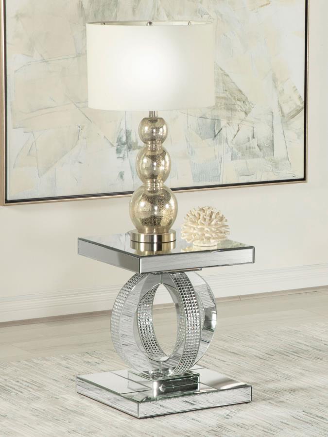 Breena - Rectangular Mirrored Acrylic End Table - Silver